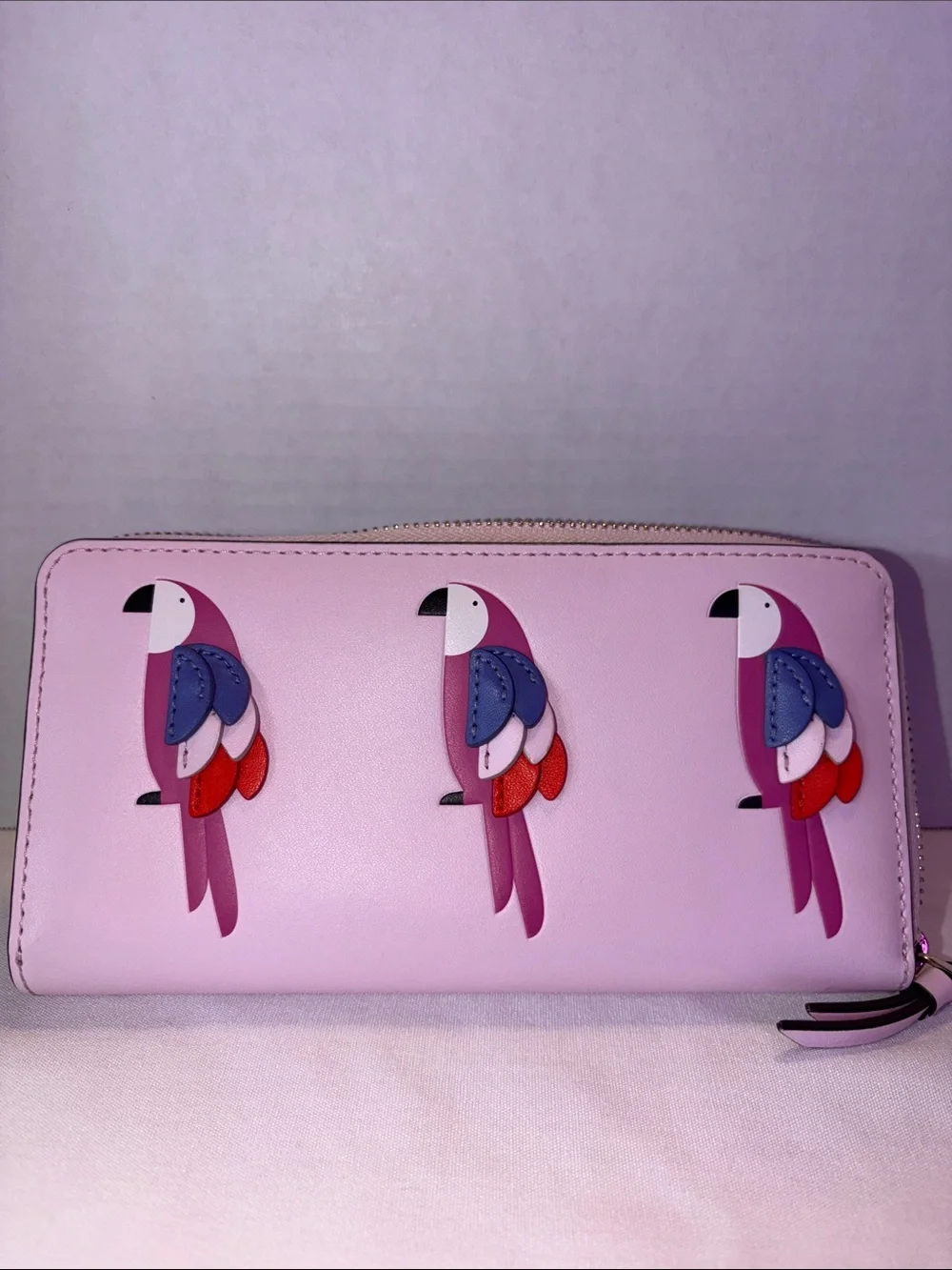 Kate spade flock party 3D parrot pink ladies wallet